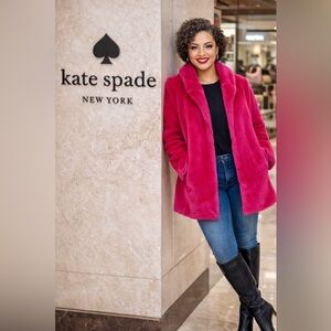 Kate Spade Hot Pink Faux Fur Coat | Chic Travel & Weekend Luxe
